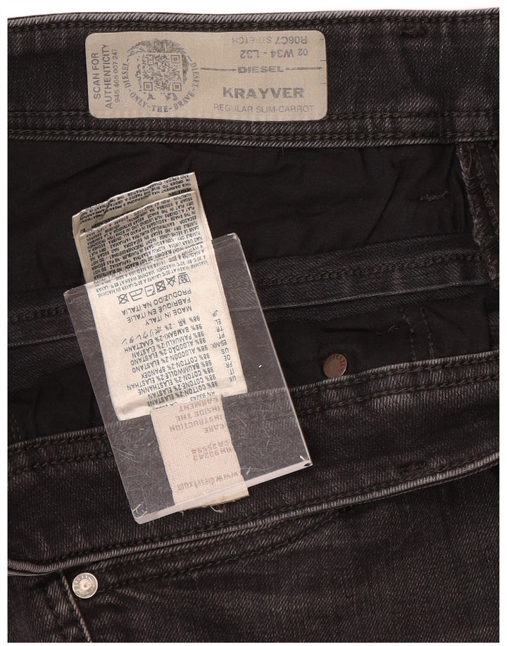 DIESEL Masculino Krayver Regular Carrot Slim Jeans W34 L32 Algodão Cinza