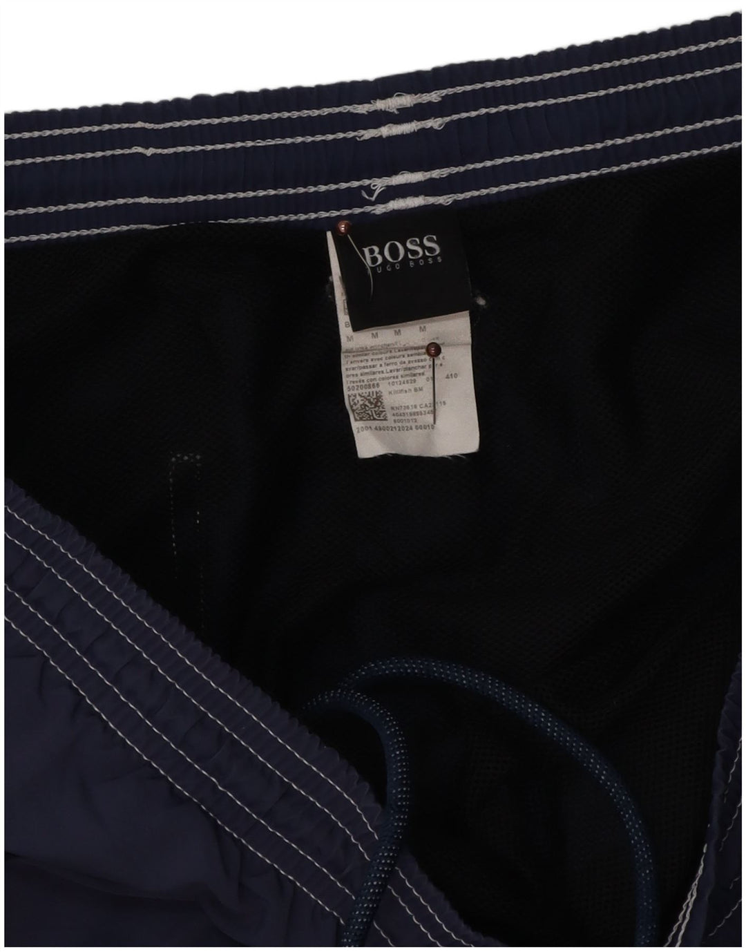 Shorts de natação masculino Hugo Boss, poliéster azul marinho médio