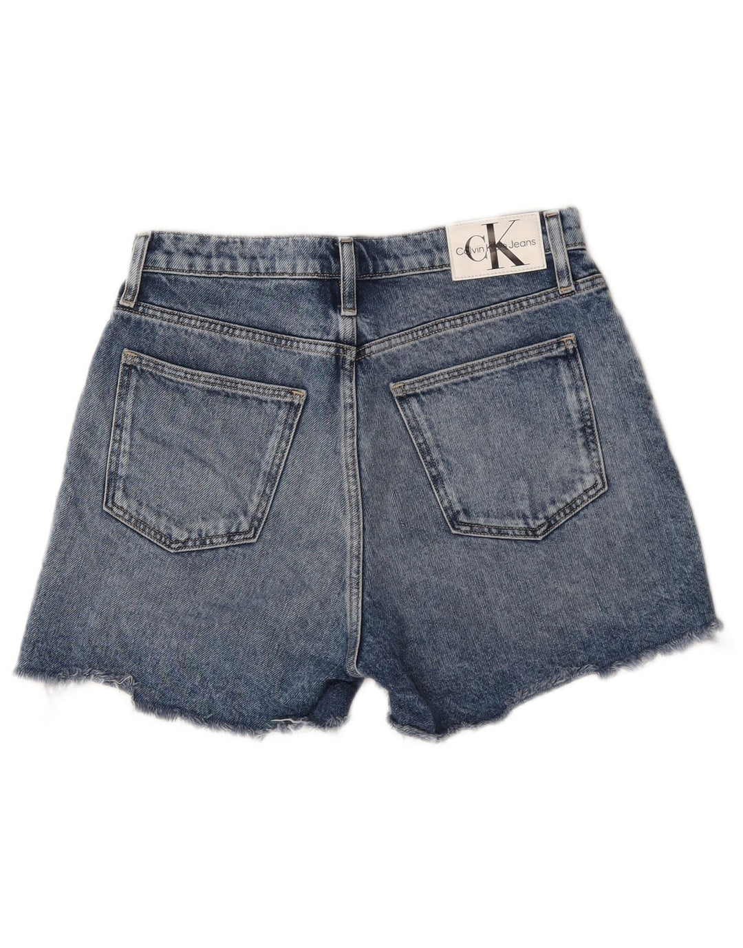 Calça jeans feminina Calvin Klein desgastada W28 algodão azul médio