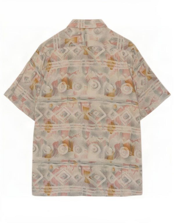 Camisa masculina de manga curta Cassera, viscose geométrica multicolorida média