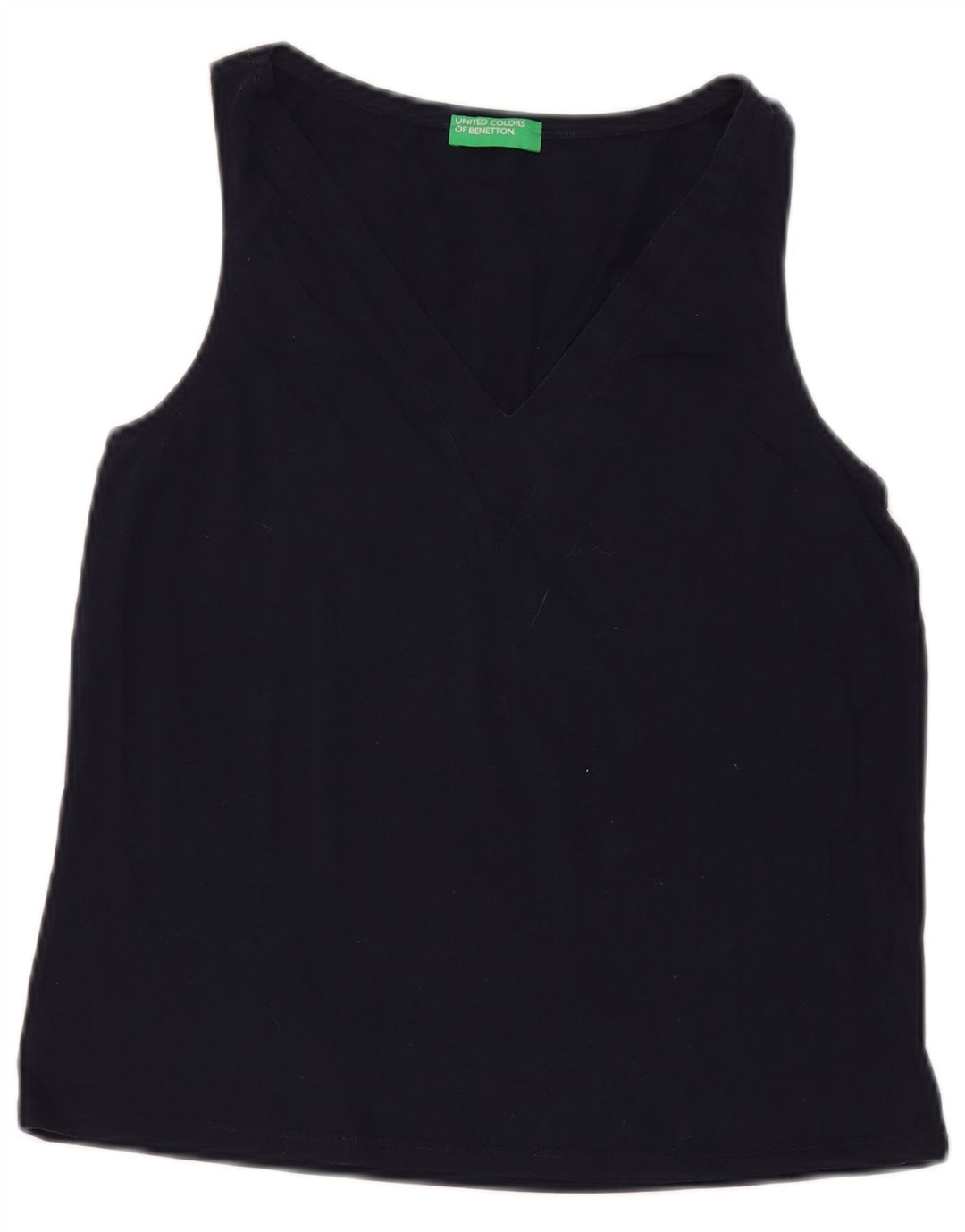 Colete feminino Benetton UK 10 pequeno algodão azul marinho