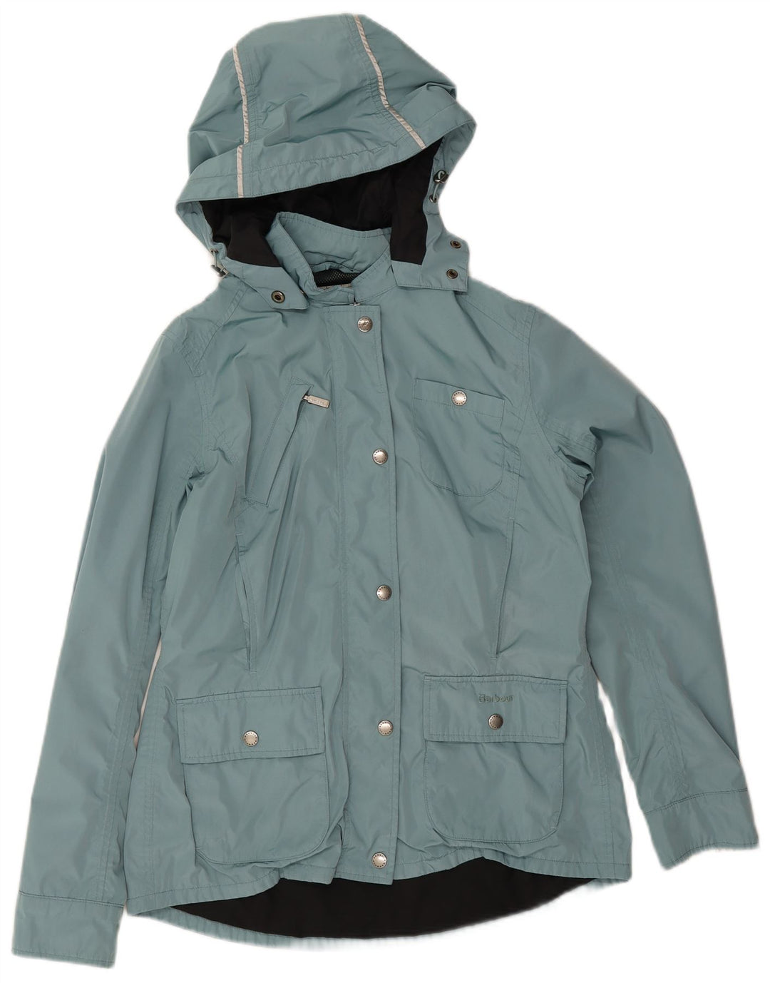 Jaqueta de chuva feminina com capuz Barbour UK 14 grande azul