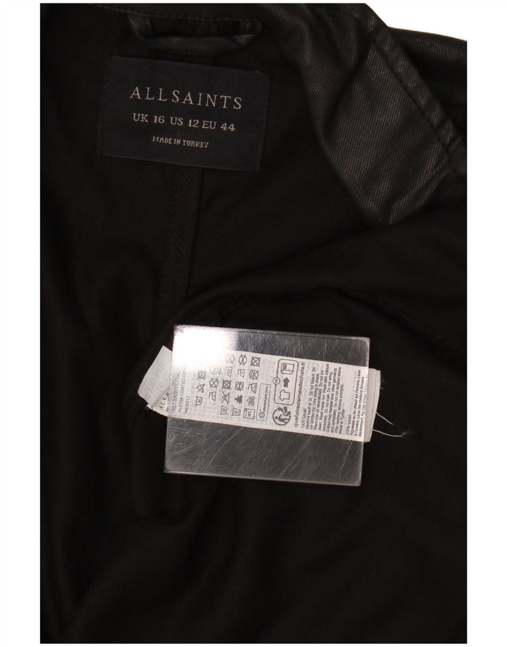Jaqueta All Saints feminina aberta Reino Unido 16 grande preto Lyocell