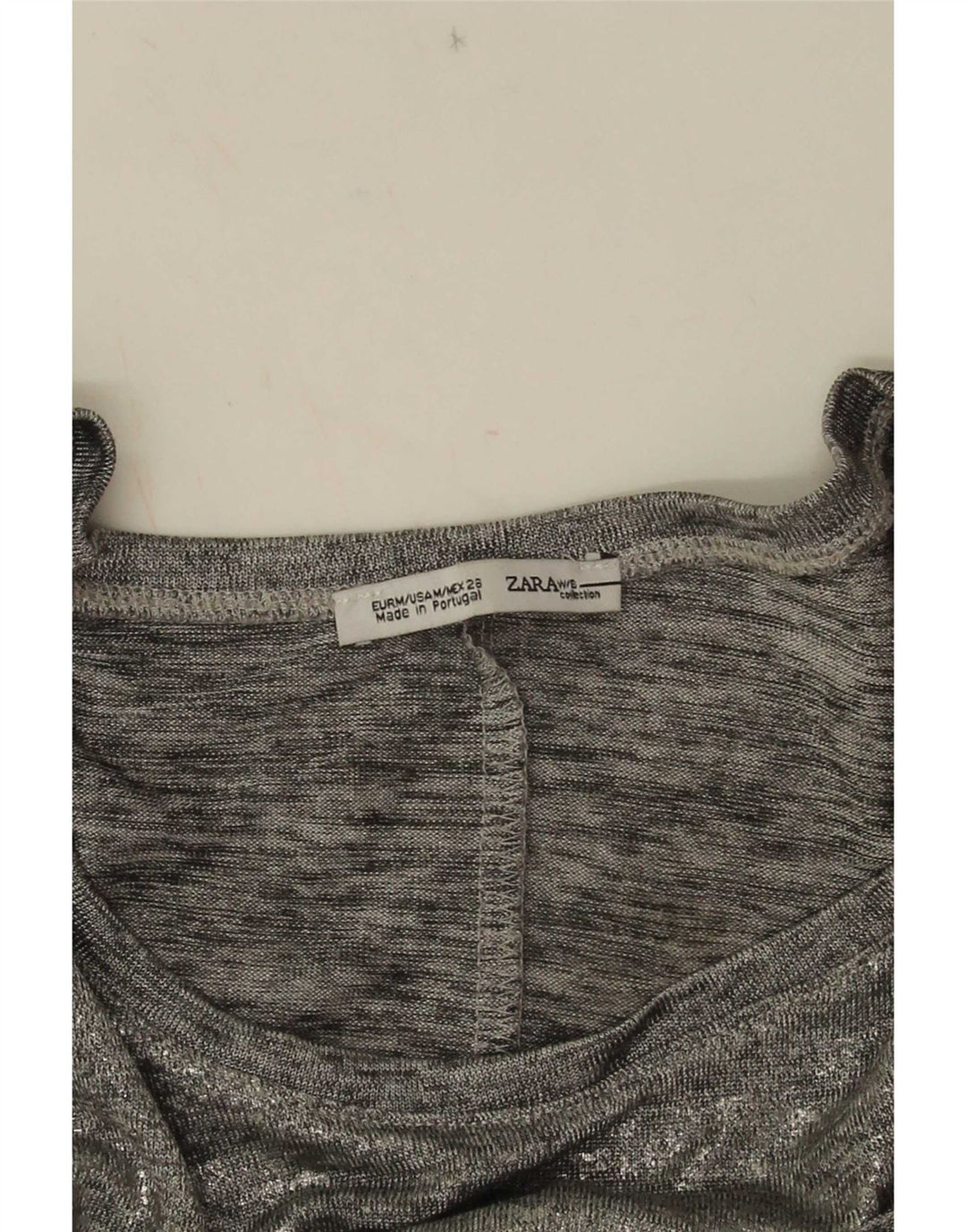 Blusa feminina sem mangas Zara Top UK 14 cinza médio