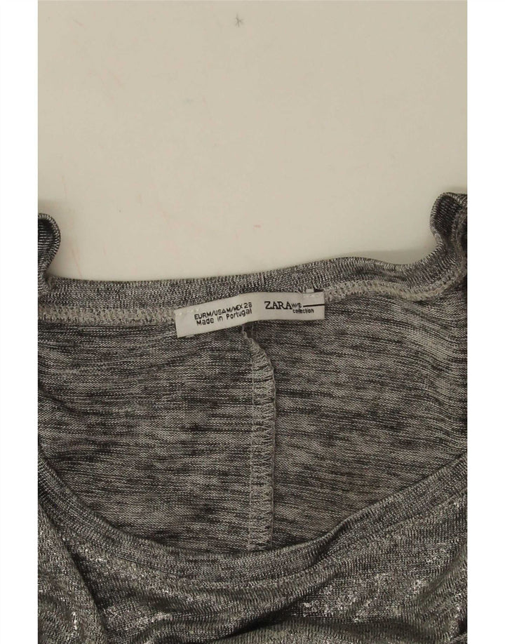 Blusa feminina sem mangas Zara Top UK 14 cinza médio
