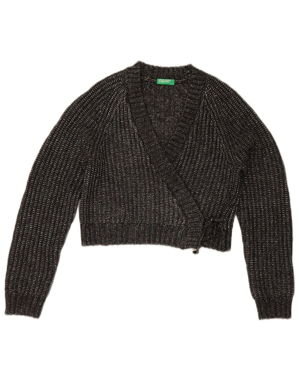 Suéter Benetton Girls Wrap Crop Cardigan 10-11 Anos Cinza Salpicado