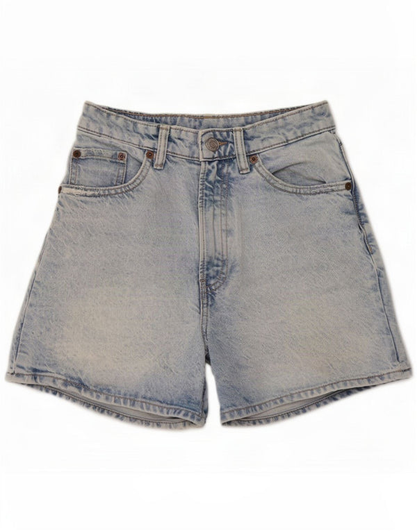 Zara Shorts jeans feminino de cintura alta EU 34 2XS W24 Azul