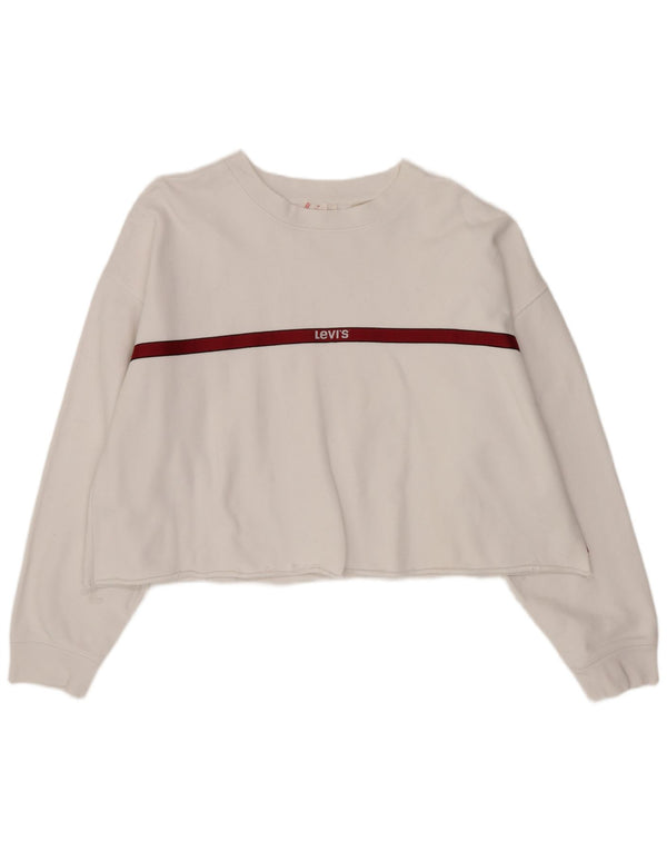 Suéter de moletom feminino oversized Levi's Reino Unido 14 grande listrado branco