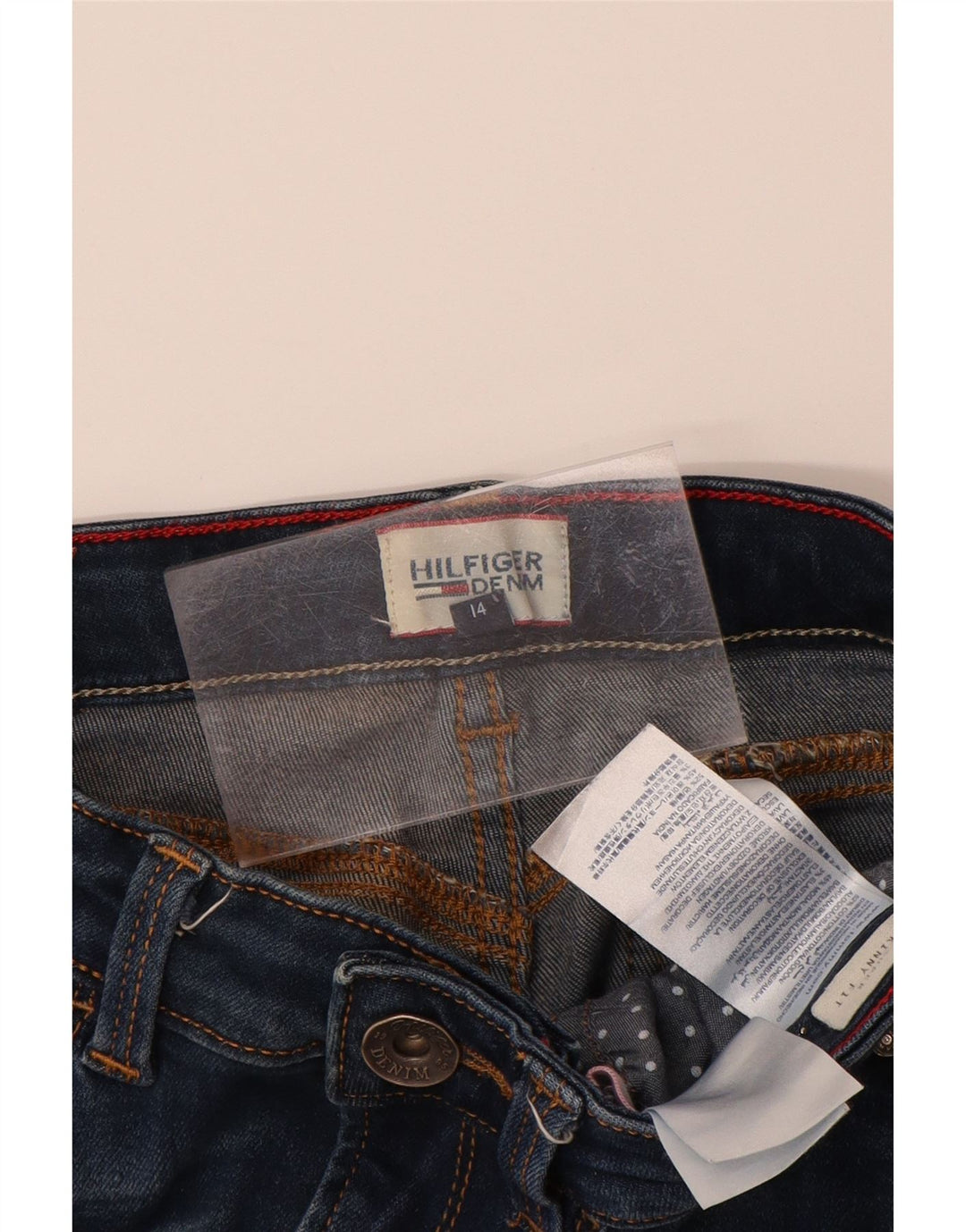 TOMMY HILFIGER Meninos Jeans Skinny 13-14 Anos W26 L29 Azul Algodão