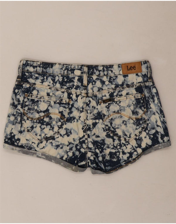 Lee Womens Denim Hot Pants W28 Médio Azul Marinho Tie Dye Algodão