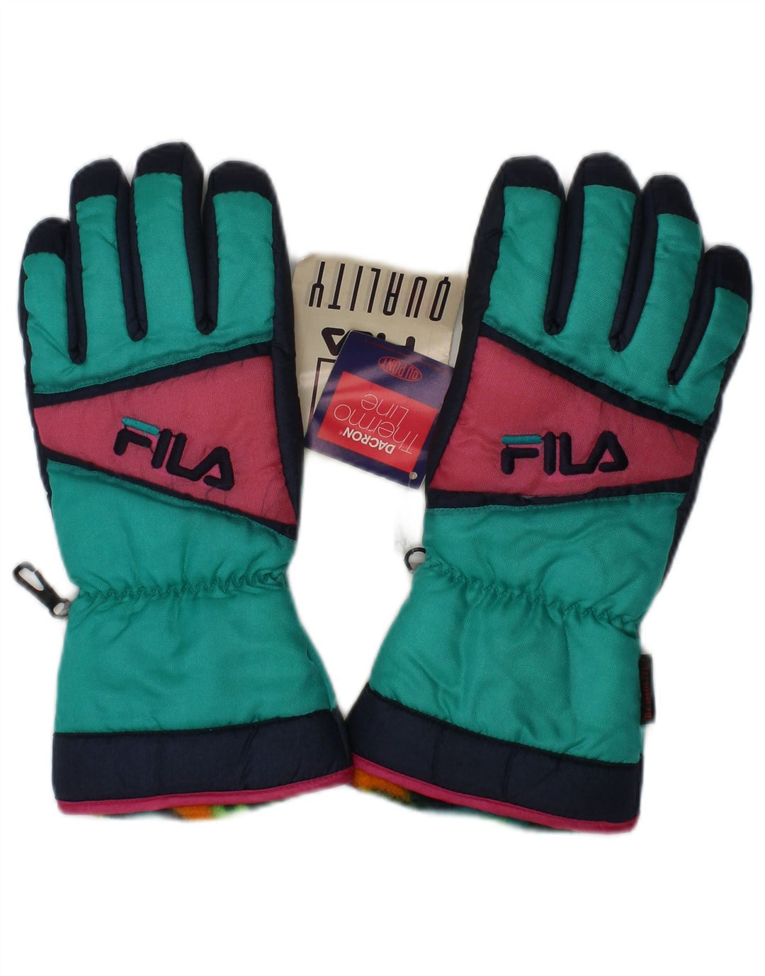 Fila Mens Luvas De Esqui Pequeno Verde Colorblock Poliéster Inverno