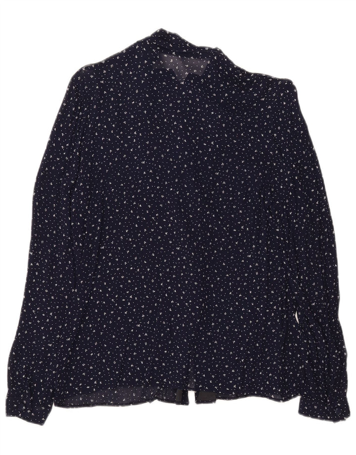 Blusa feminina vintage transparente IT 48 XL azul marinho manchada