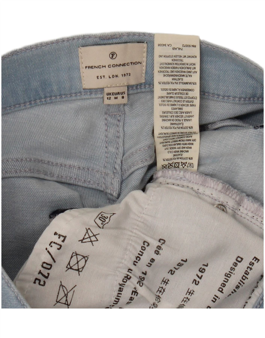 FRENCH CONNECTION Jeans Slim Feminino Reino Unido 12 Médio W30 L28 Algodão Azul