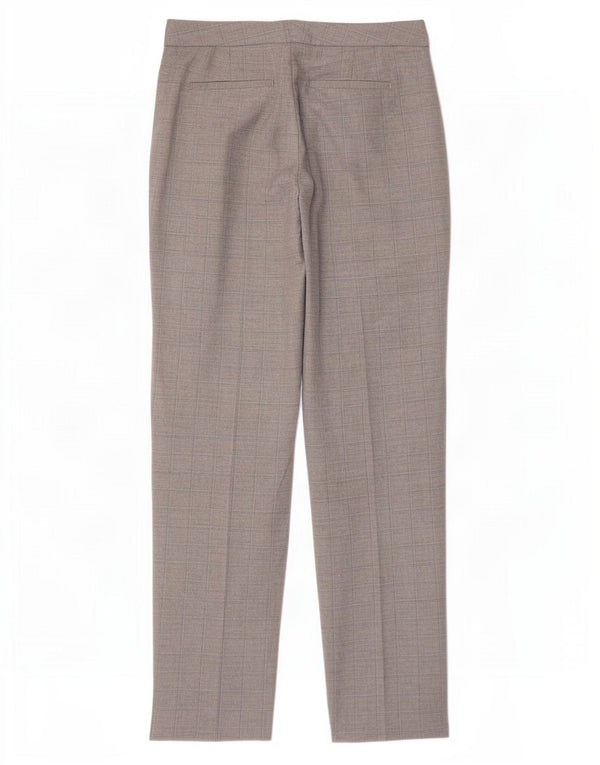 Calça chino feminina Marks & Spencer UK 10 pequena W27 L30 xadrez cinza