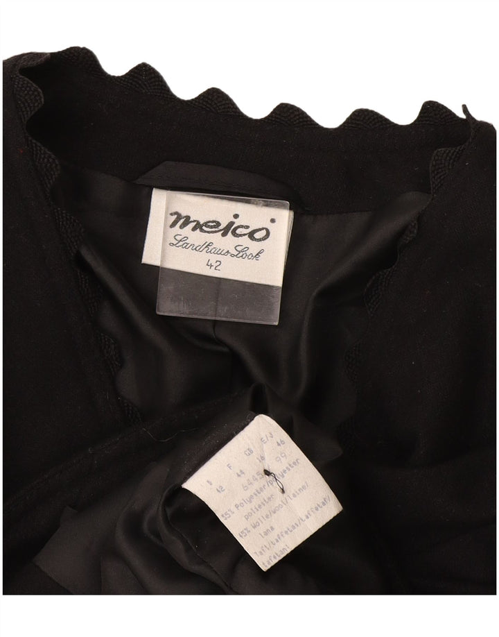 Jaqueta blazer feminina Meico com 3 botões UK 16 grande poliéster preto