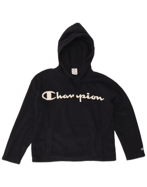 Jumper feminino de lã grande gráfico Champion UK 10 pequeno preto