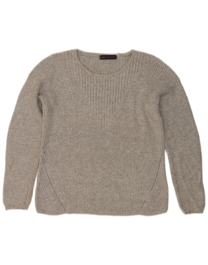 Suéter feminino Marks & Spencer com gola canoa Reino Unido 12 médio prateado