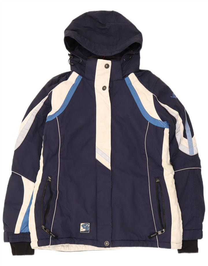 Jaqueta de esqui feminina com capuz Iguana EU 40 médio azul marinho colorblock