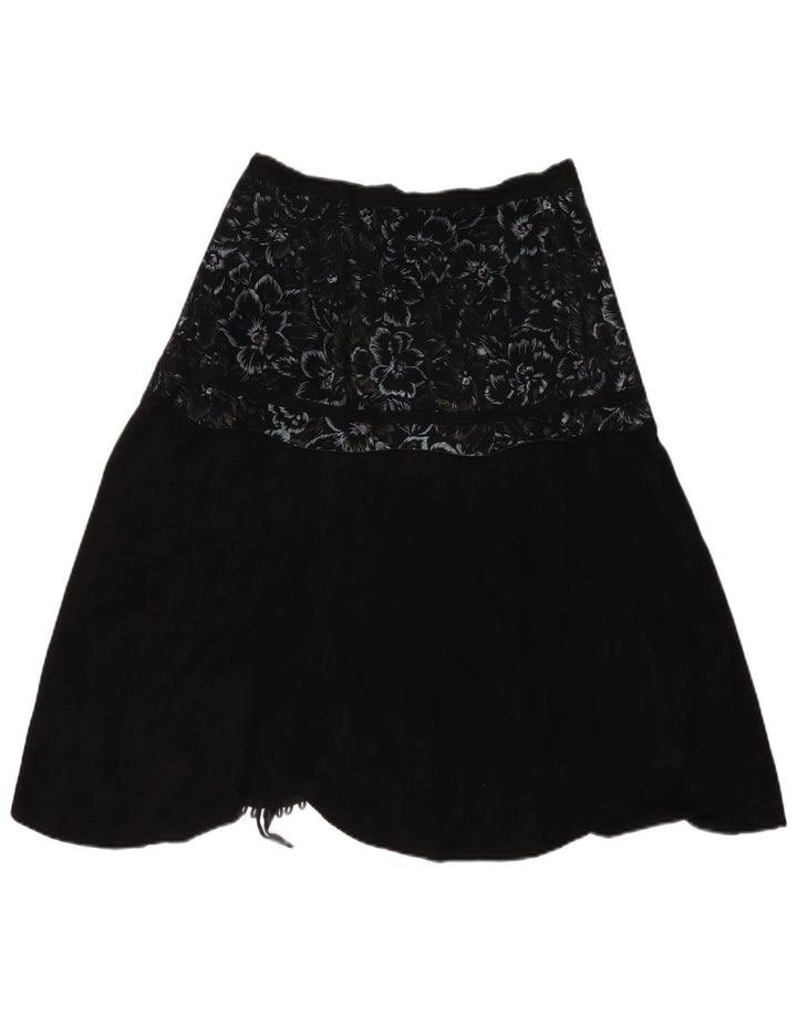 Saia feminina VINTAGE W30 média preta floral