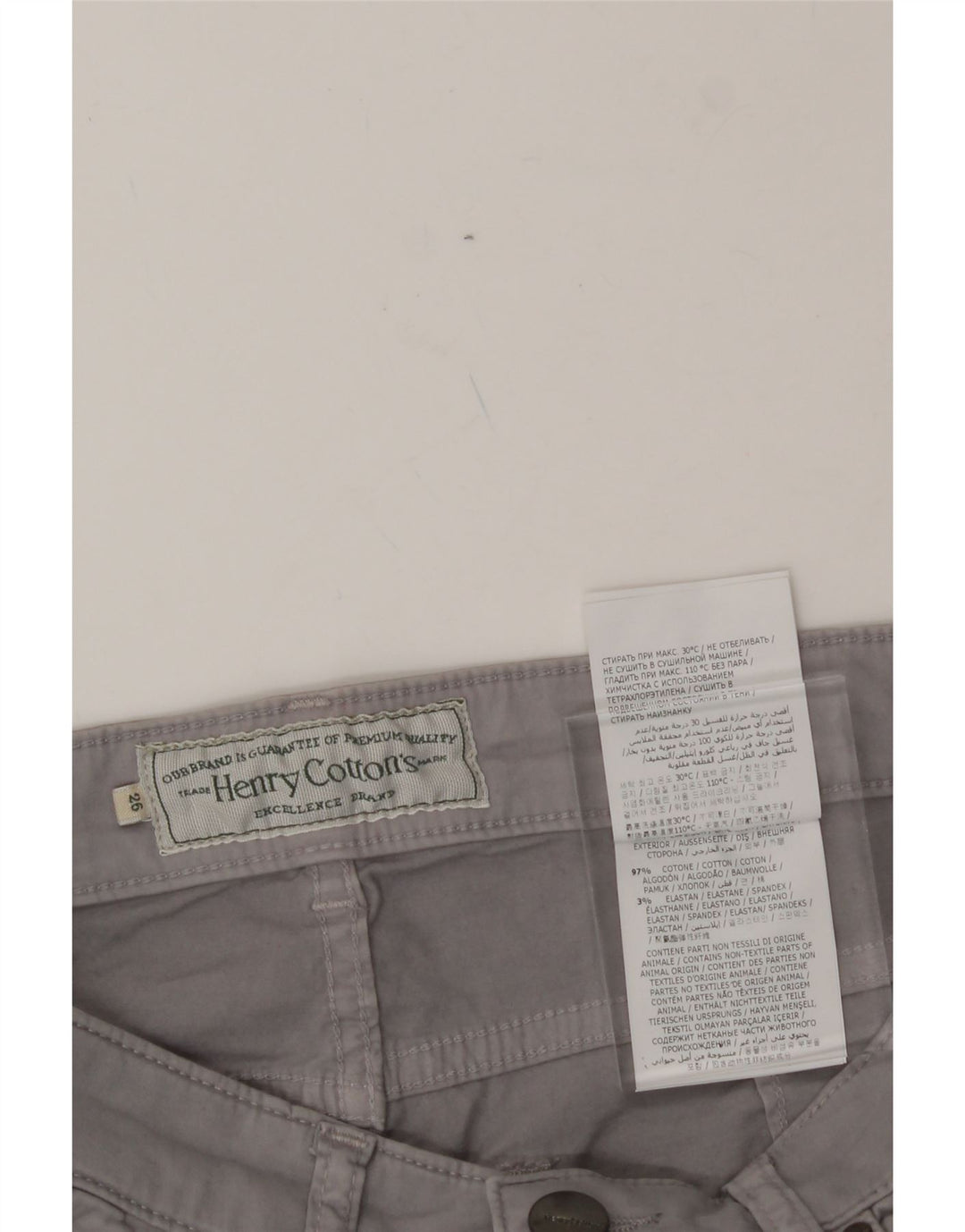 HENRY COTTONS Womens Slim Casual Trousers W26 L26 Grey Cotton Vintage Henry Cottons and Second-Hand Henry Cottons from Messina Hembry 