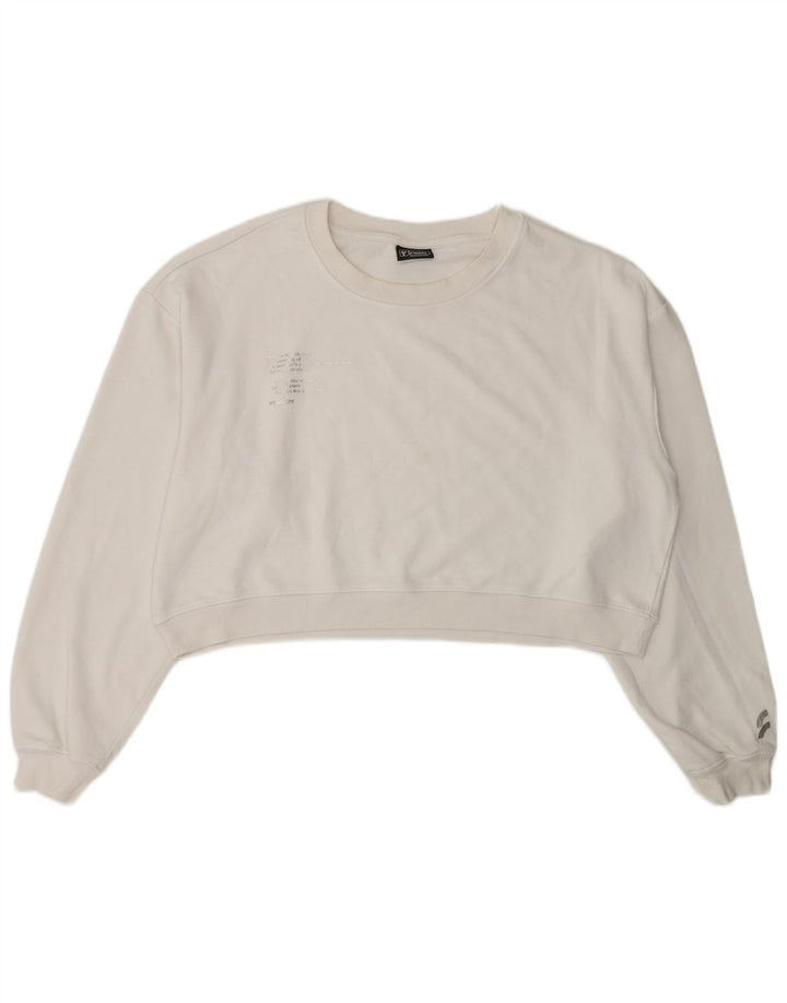 Freddy Womens Crop Oversized Moletom Jumper Reino Unido 14 Médio Branco