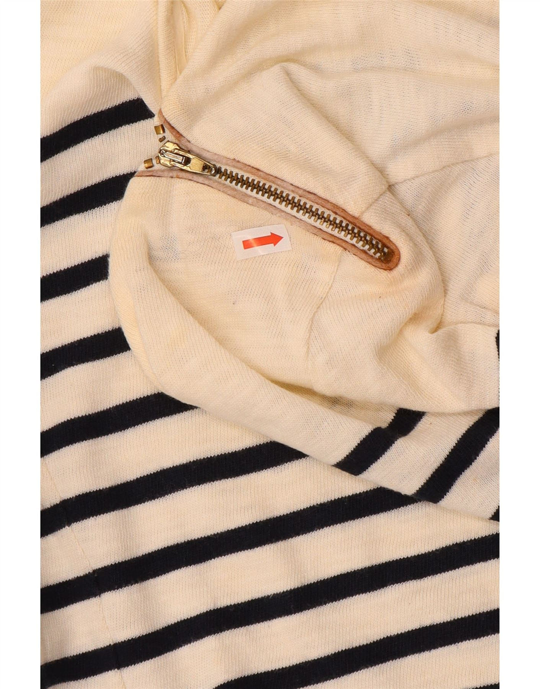 Top feminino Massimo Dutti manga 3/4 Reino Unido 12 algodão listrado branco médio