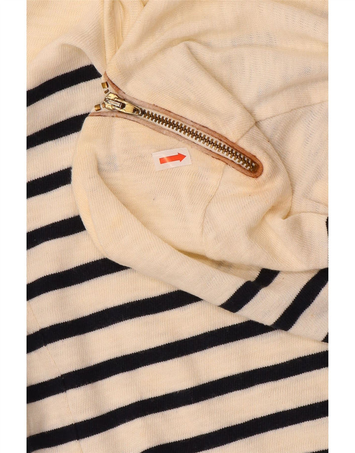Top feminino Massimo Dutti manga 3/4 Reino Unido 12 algodão listrado branco médio