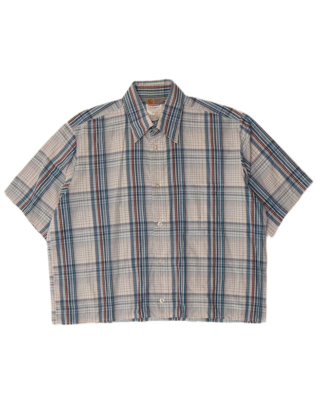 Camisa masculina de manga curta CARHARTT grande algodão xadrez azul