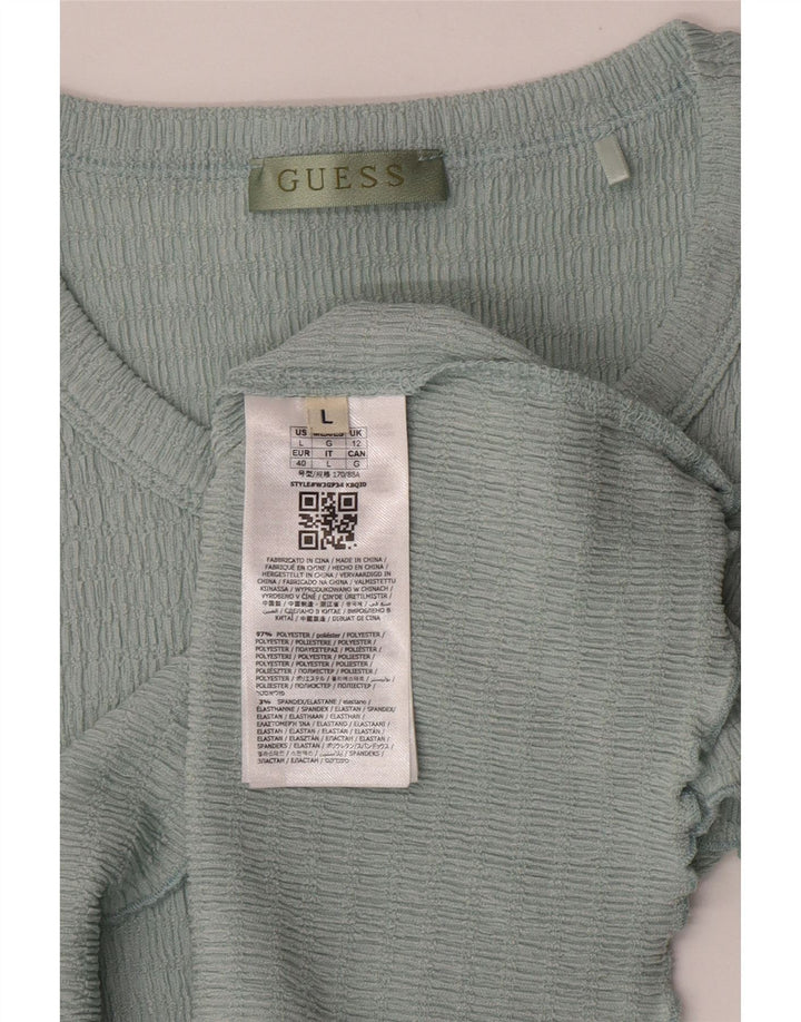 Guess Camiseta Feminina Crop Top UK 12 Poliéster Azul Médio