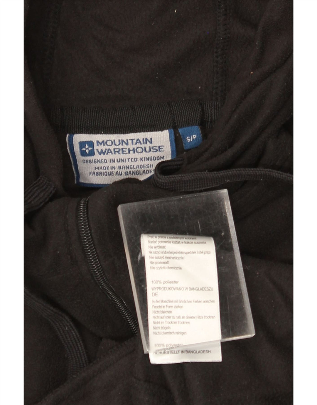 Jaqueta masculina de lã com capuz MOUNTAIN WAREHOUSE Reino Unido 36 poliéster preto pequeno
