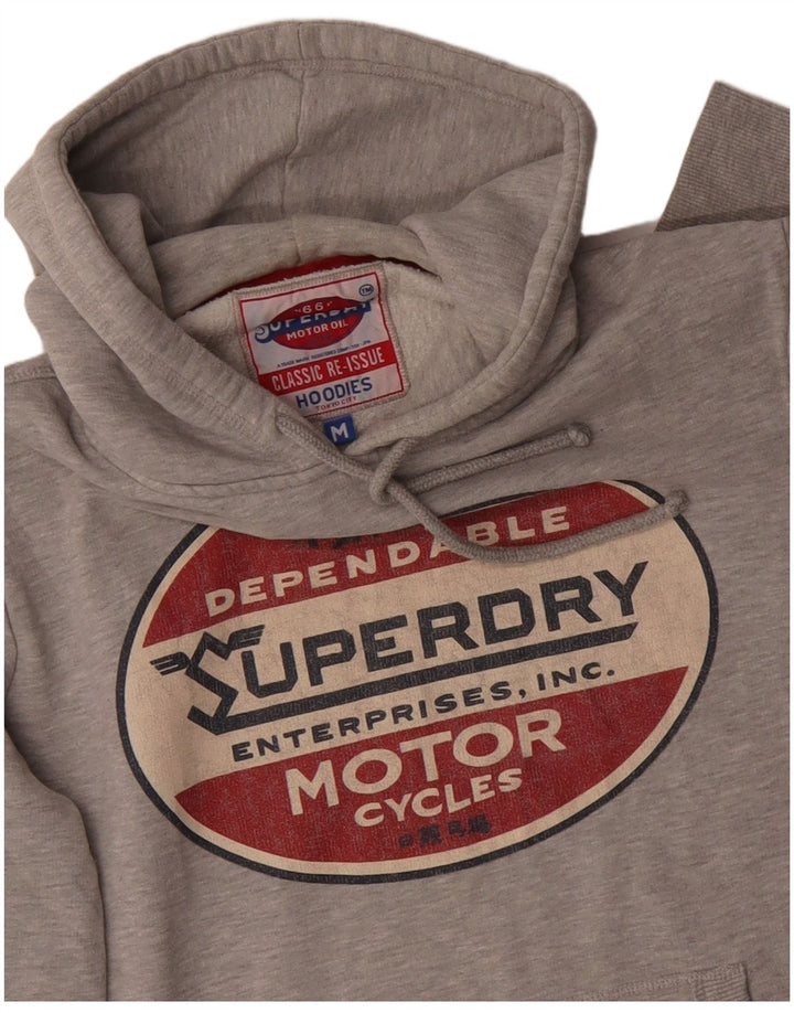 Suéter com capuz gráfico masculino SUPERDRY algodão cinza médio