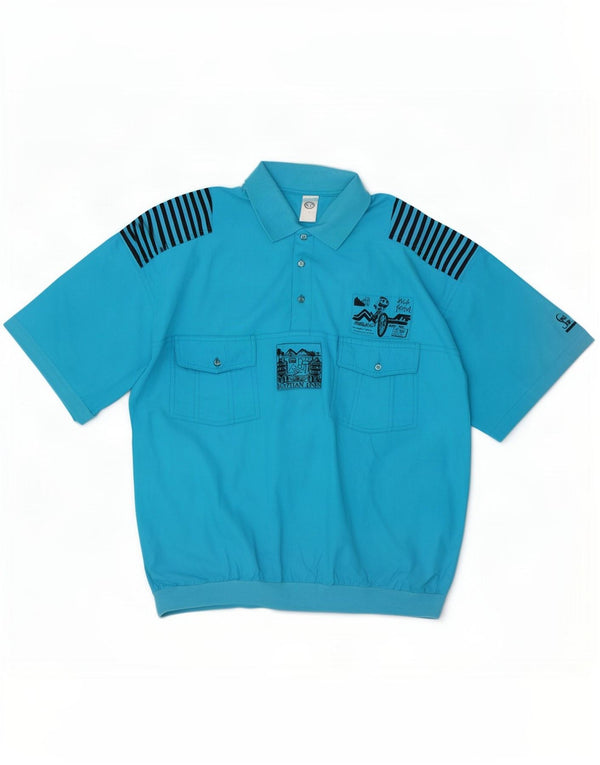 Camisa pulôver masculina de manga curta C&A grande algodão azul