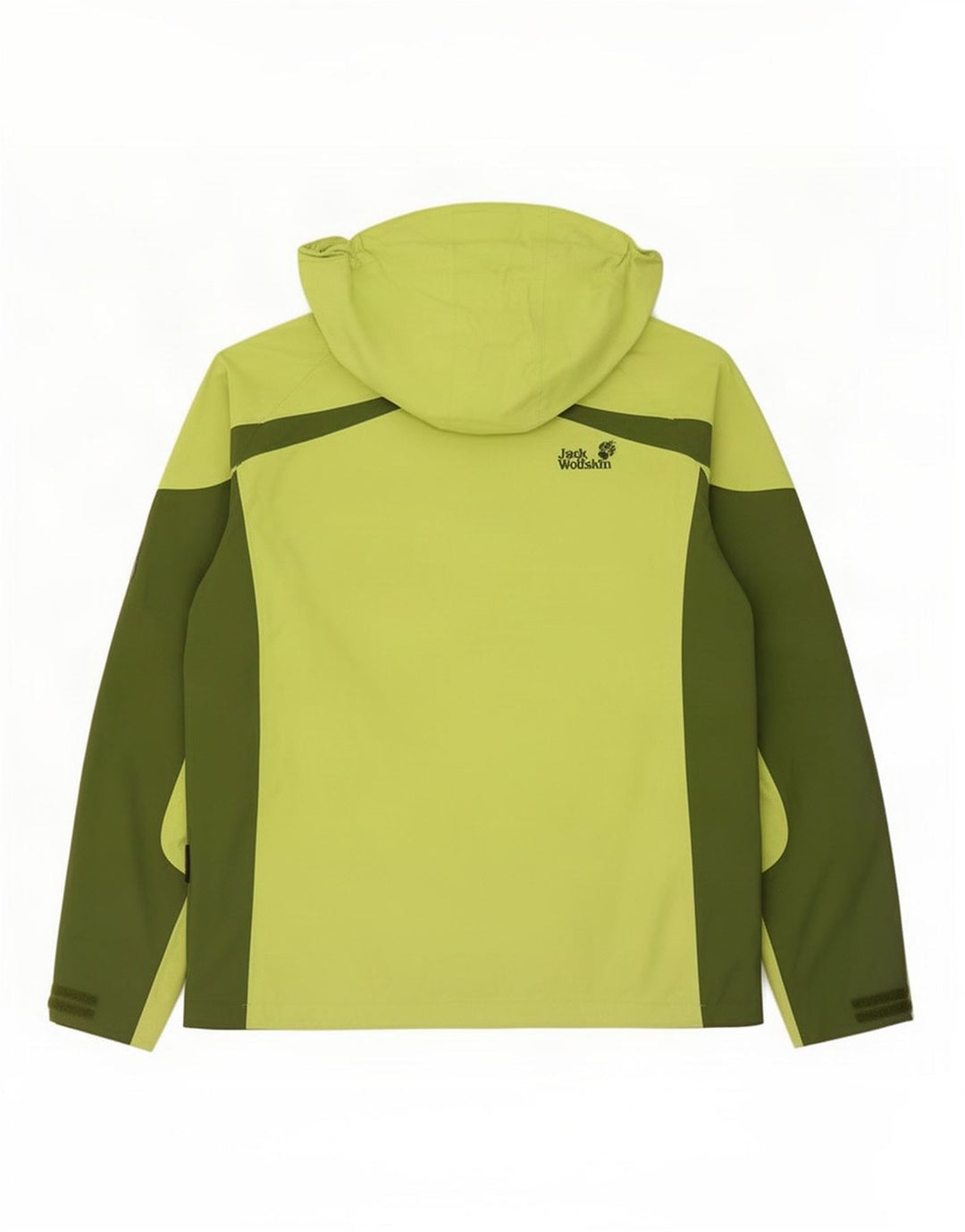 Jaqueta de chuva feminina com capuz Jack Wolfskin Reino Unido 12 bloco colorido verde médio