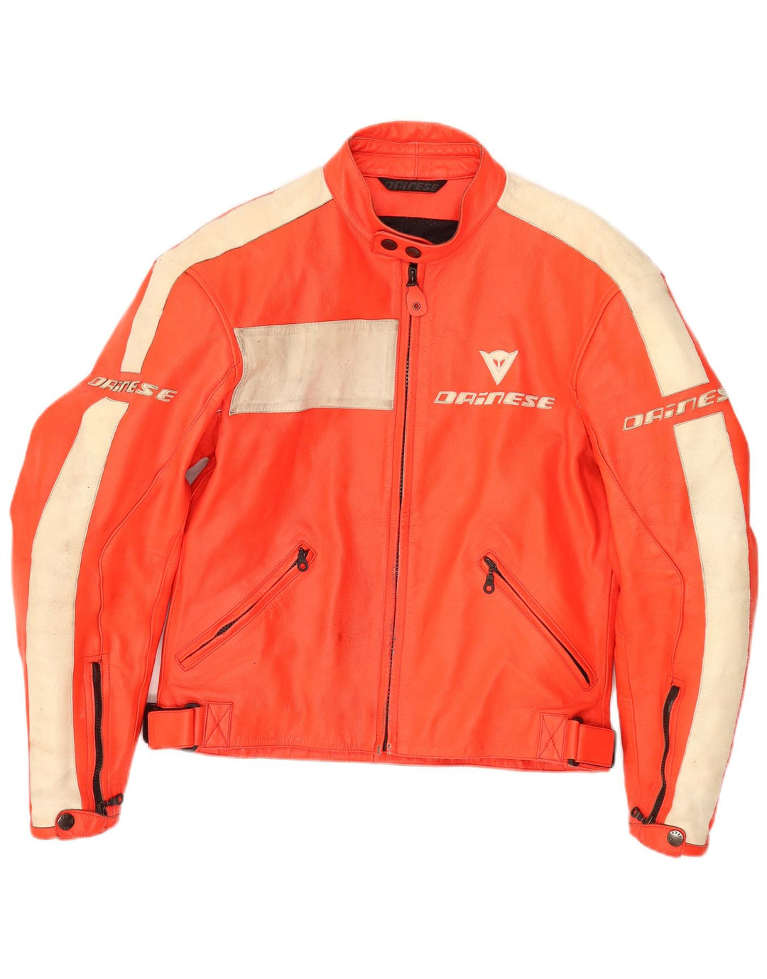 Jaqueta masculina Dainese Graphic Leather Racer IT 50 Medium Orange Colourblock