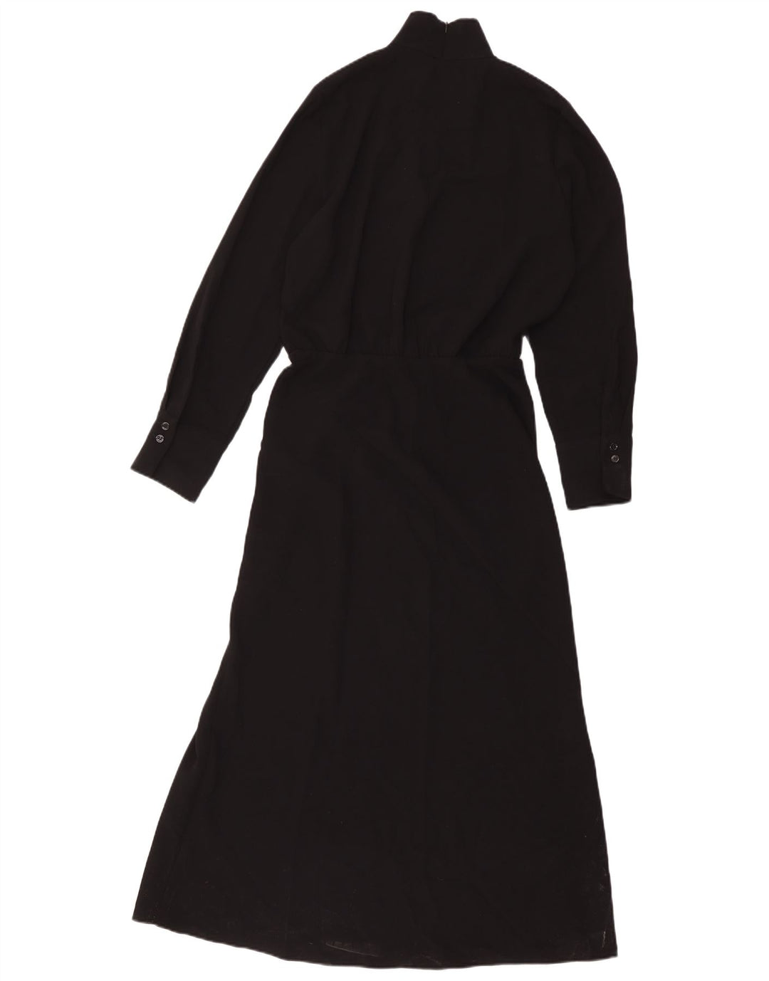Vestido maxi feminino de manga comprida Zara UK 12 poliéster preto médio