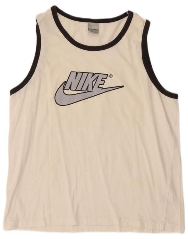 NIKE Masculino Graphic Vest Top UK 46/47 XL Off White Cotton