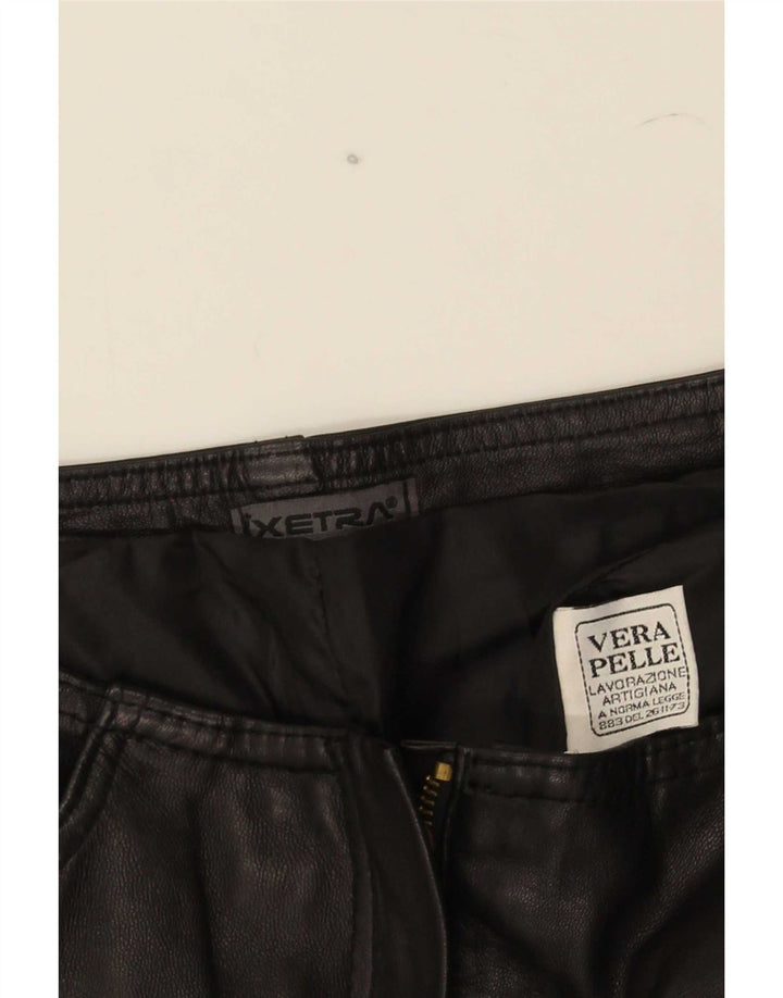 Calça feminina de couro bootcut XETRA IT 42 médio W28 L32 preta