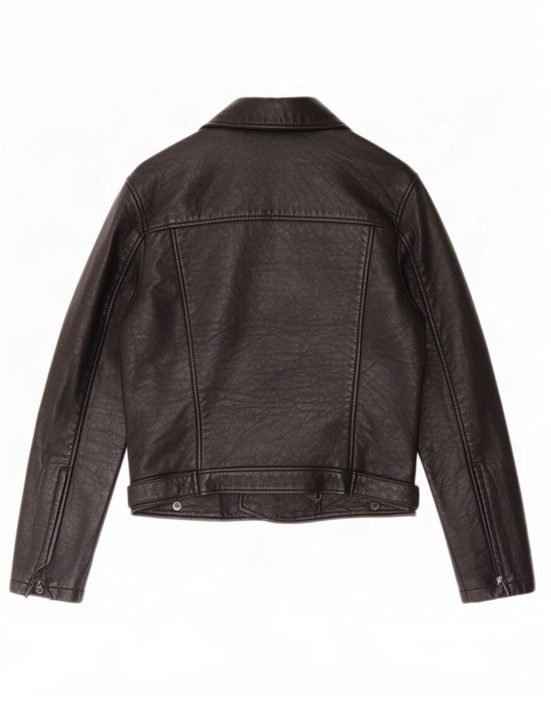 Jaqueta feminina de couro para motociclista Topshop Reino Unido 12 médio preto