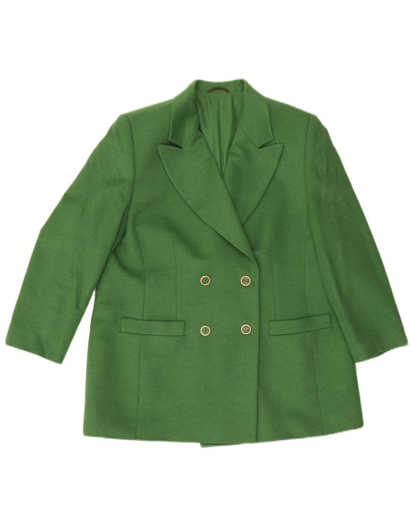 Jaqueta blazer feminina Hucke com peito duplo Reino Unido 18 XL lã verde