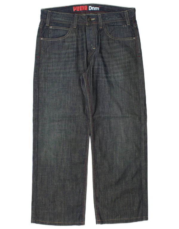 Puma Mens Straight Jeans W32 L28 Azul Marinho Algodão