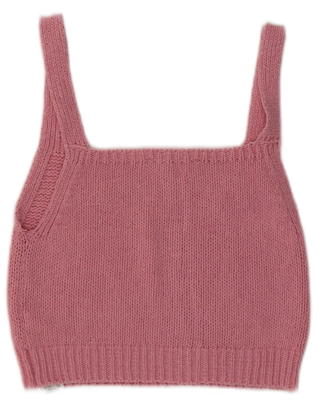 Zara Womens Knit Crop Top UK 12 Médio Algodão Rosa