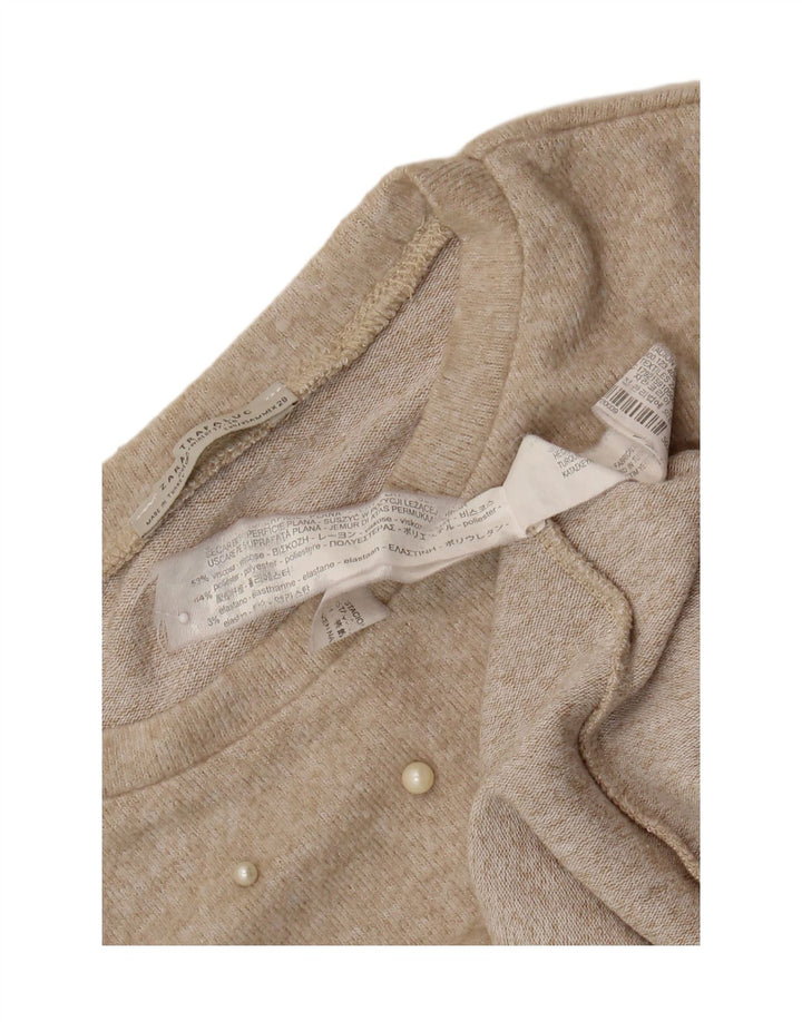 Zara Womens Trafaluc Oversized Blusa Top Reino Unido 14 Médio Bege Manchado