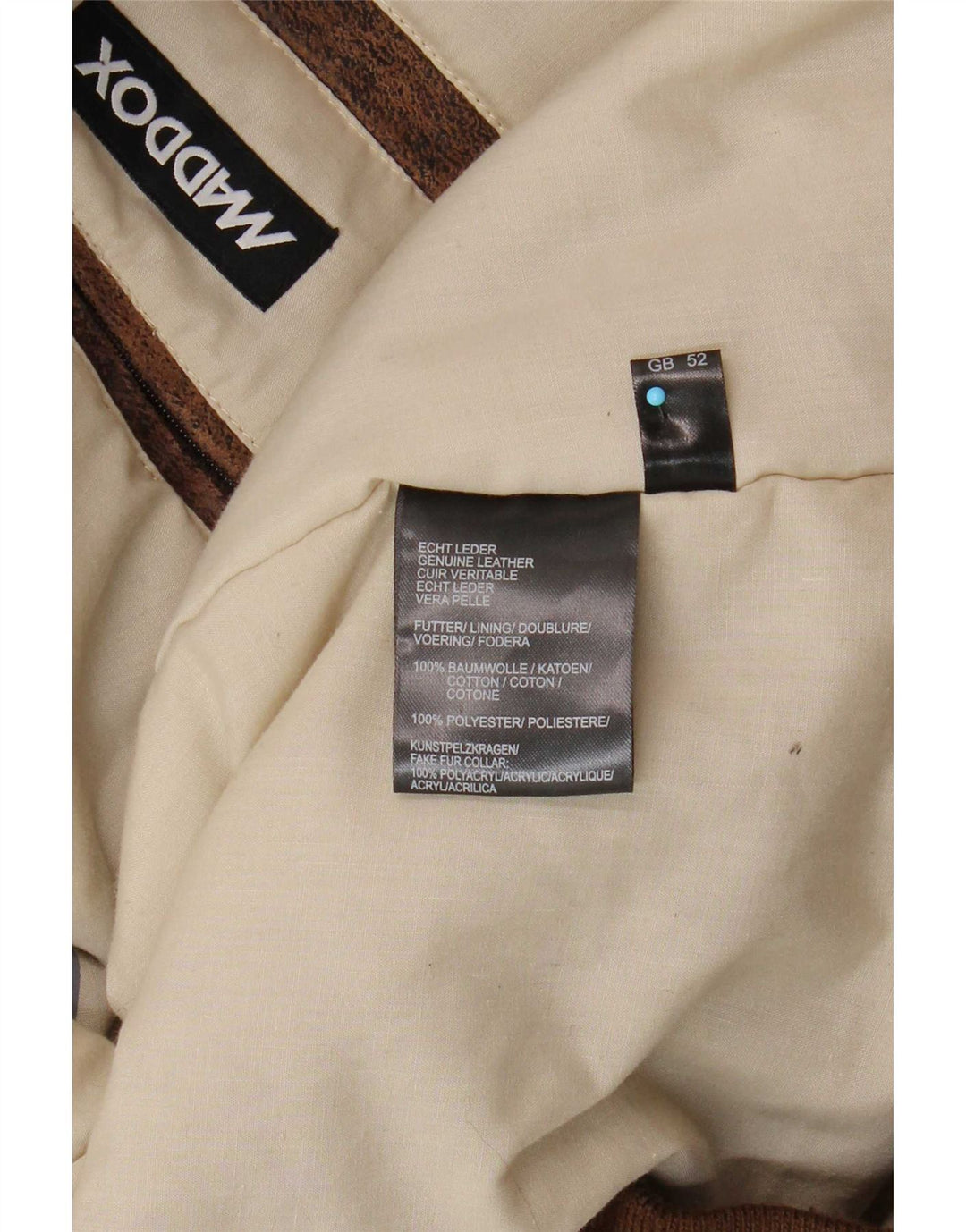 Jaqueta de couro masculina Maddox Reino Unido 52 6XL couro marrom