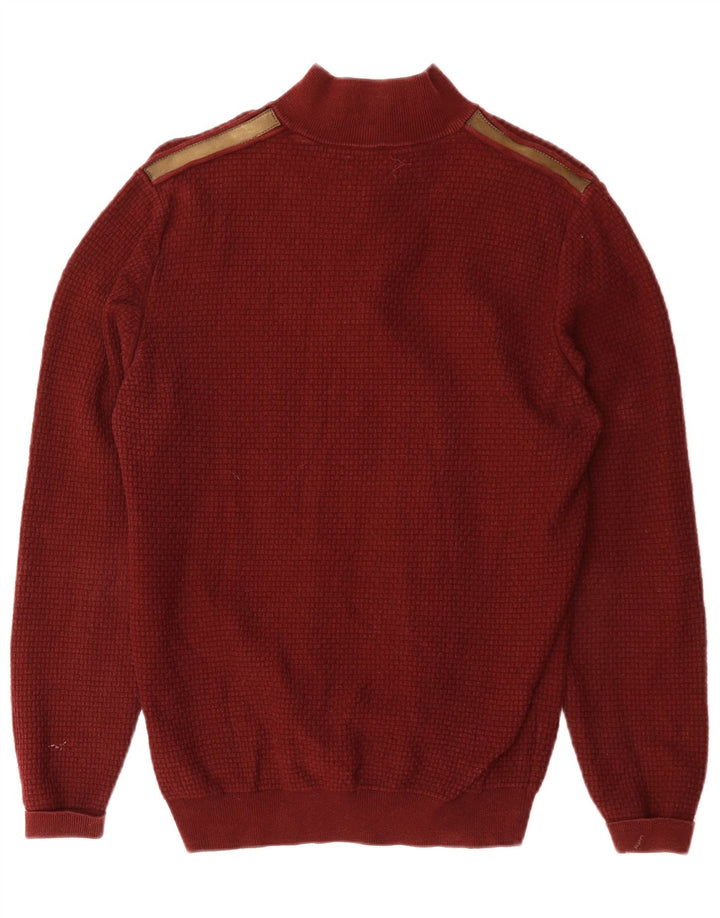 Suéter masculino MASSIMO DUTTI com zíper e gola pequena de algodão cor de vinho