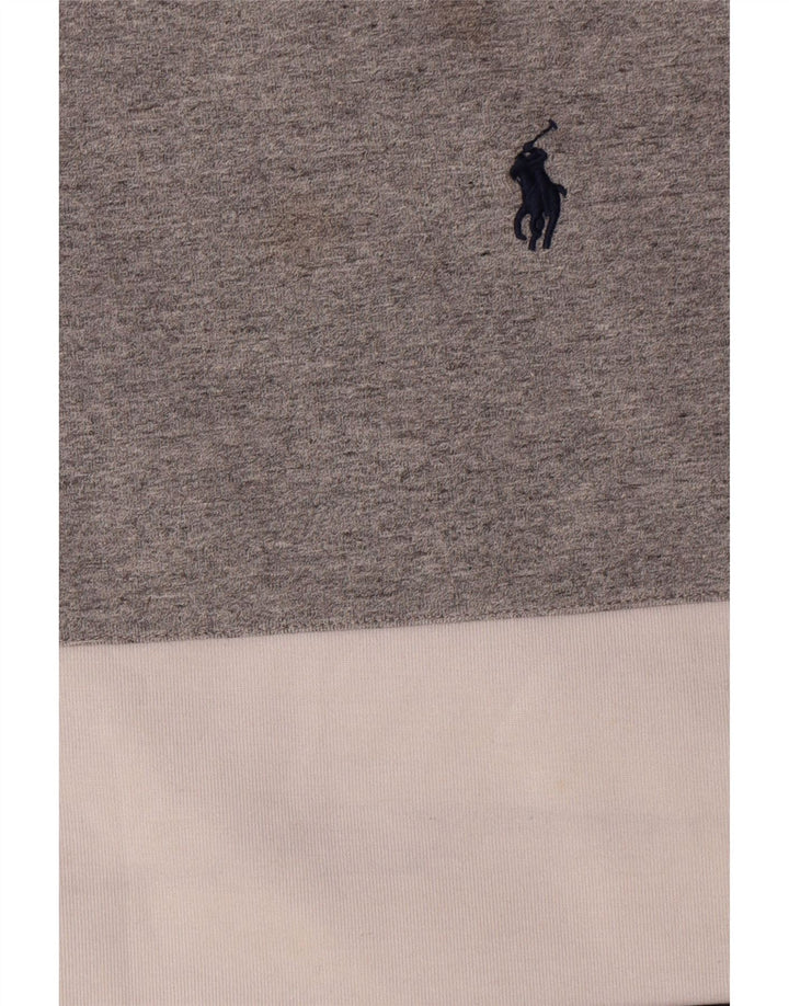 Polo Ralph Lauren moletom masculino jumper grande cinza colorblock poliéster