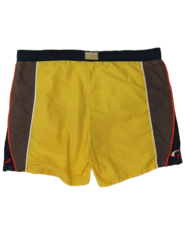 Shorts esportivos masculinos Reebok grande bloco colorido amarelo