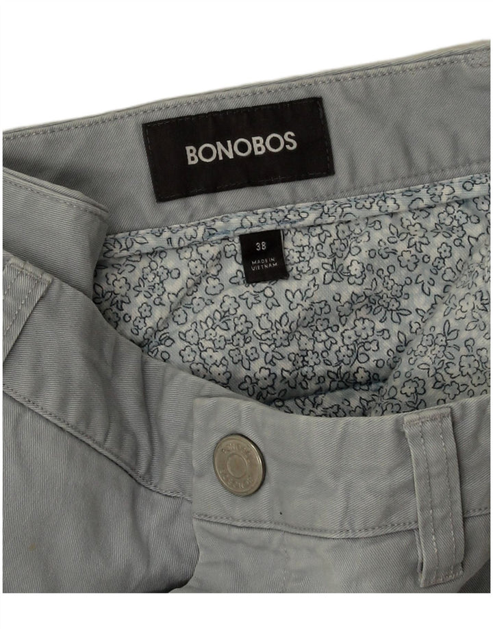 BONOBOS Mens Chino Shorts W38 XL Algodão Cinza