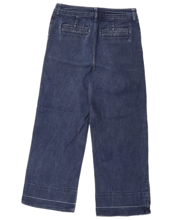 Calça jeans feminina Fat Face com perna larga cortada Reino Unido 10 pequeno W30 L24 algodão azul marinho