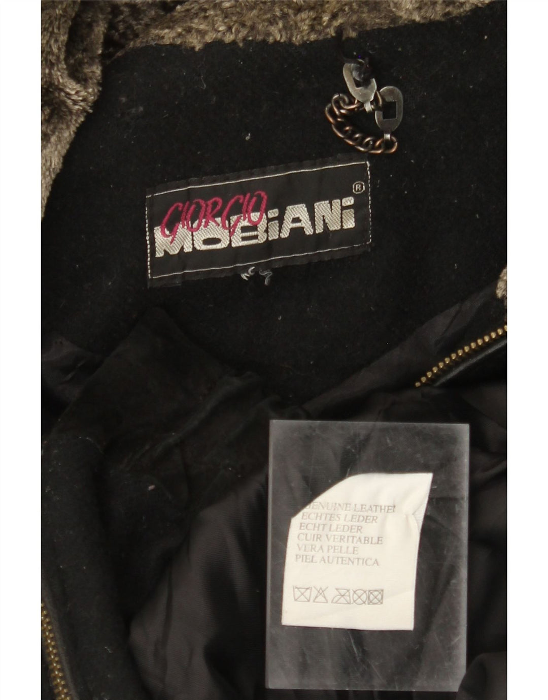 Jaqueta masculina de camurça com capuz GIORGIO MOBIANI Reino Unido 44 2XL couro preto