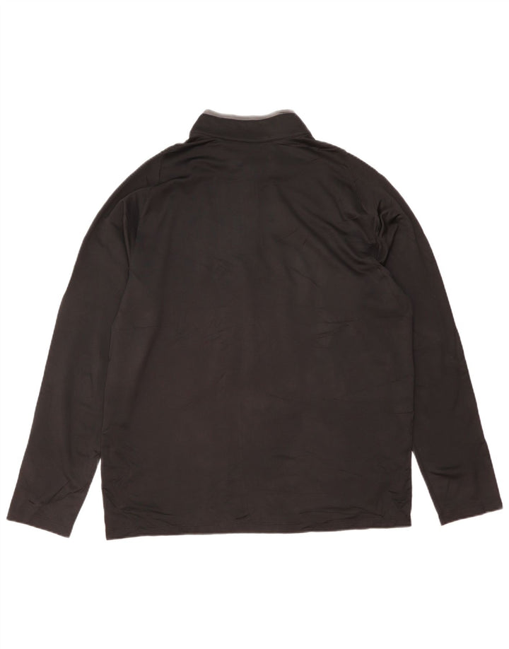 NIKE Mens Dri Fit Zip Neck Pullover Treino Top Grande Poliéster Preto